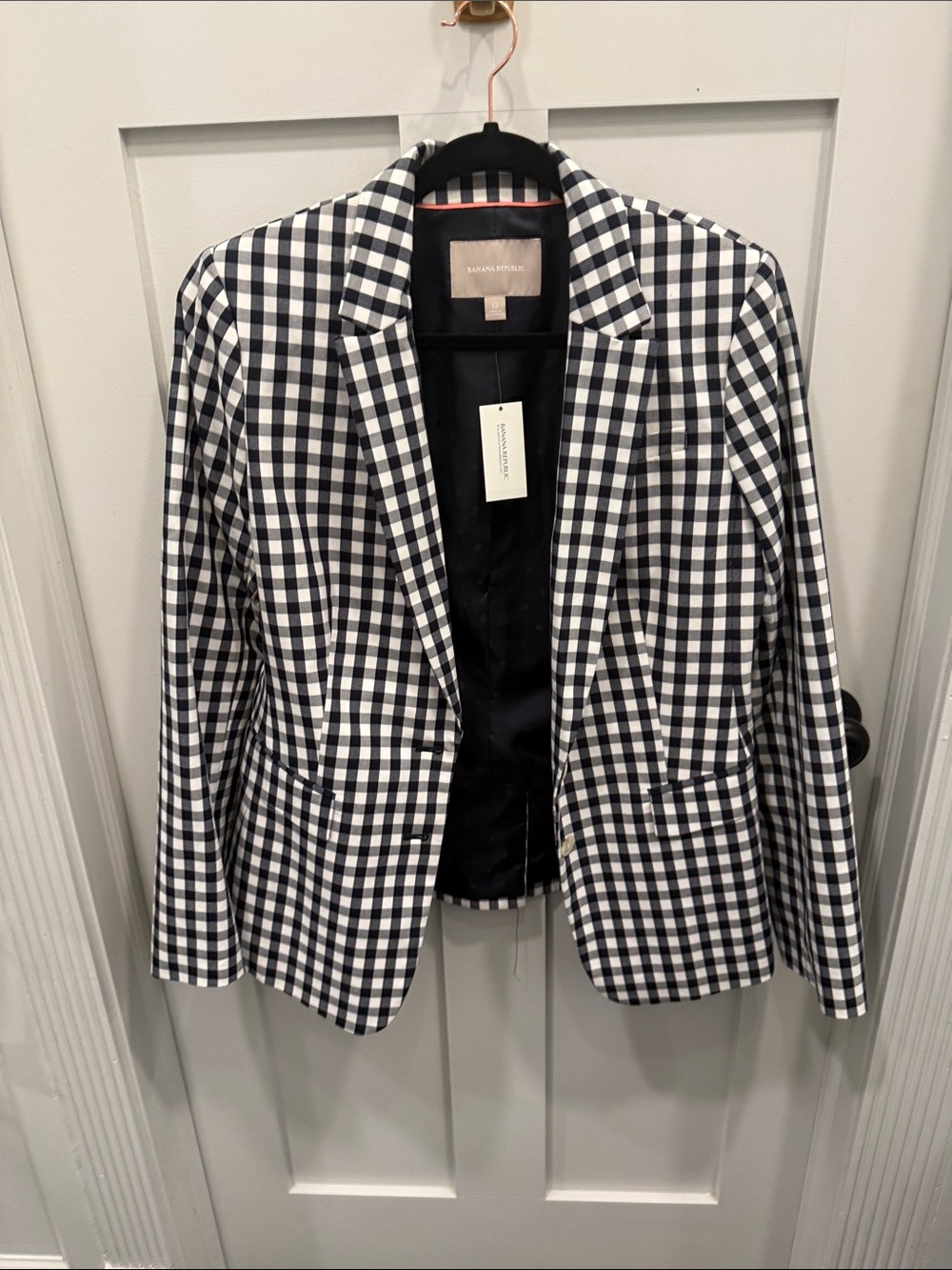 Banana Republic Black and White Gingham Blazer